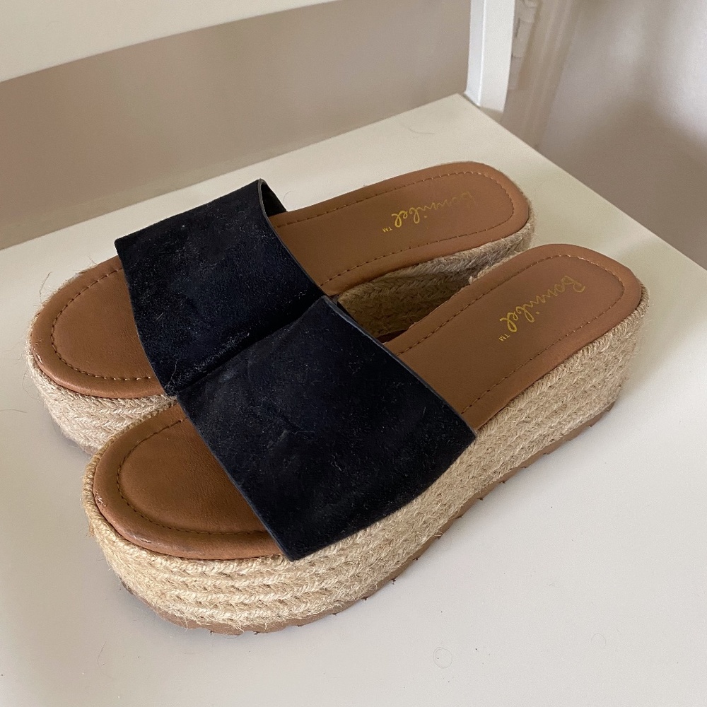 Black Platform Espadrille Sandals